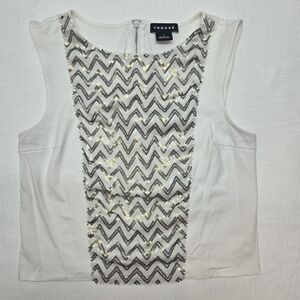 Trouvé White Sleeveless Camisole with Silver & Gold Chevron Sequins